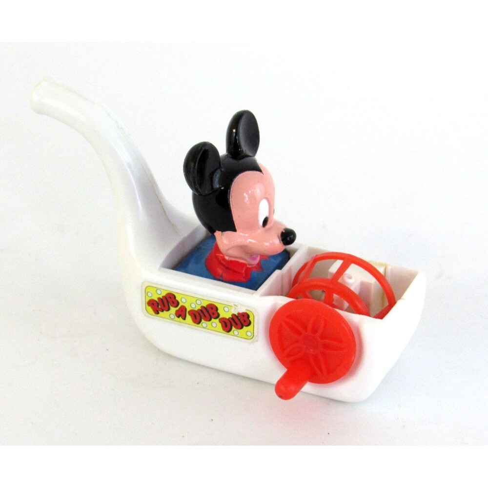 Vintage Disney Mickey Mouse Tootsie Toy Bubble Pipe Blower Bath Toy Rub-A-Dub